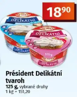 COOP TIP Président Delikátní tvaroh nabídka