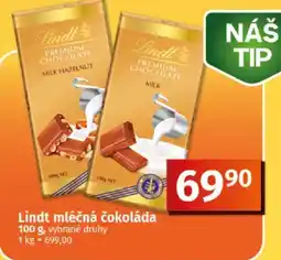 COOP TIP Lindt mléčná čokoláda nabídka