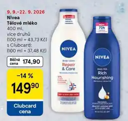Tesco Nivea Tělové mléko nabídka