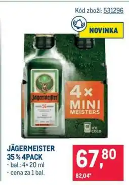 Makro JÄGERMEISTER 35 % 4PACK nabídka