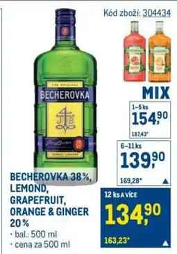 Makro BECHEROVKA 38%, LEMOND, GRAPEFRUIT, ORANGE & GINGER 20% nabídka