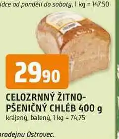 Trefa CELOZRNNÝ ŽITNO- PŠENIČNÝ CHLÉB 400 g krájený, balený nabídka
