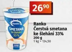 Coop Ranko čerstvá smetana ke šlehání 33% nabídka