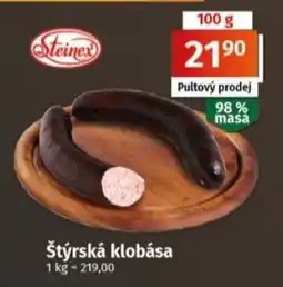 Coop Steinex štýrská klobása nabídka