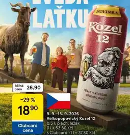 Tesco Velkopopovický Kozel 12, 0.5 l, plech, ležák nabídka