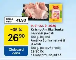 Tesco Krásno Amálka Šunka nejvyšší jakosti, 100 g, balená nabídka