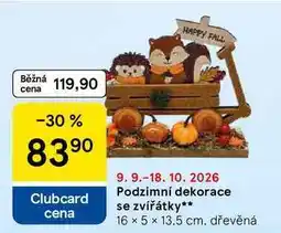 Tesco Podzimní dekorace se zvířátky, 16 x 5 x 13.5 cm, dřevěná nabídka