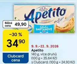 Tesco Apetito tavený sýr, 140g, vybrané druhy nabídka