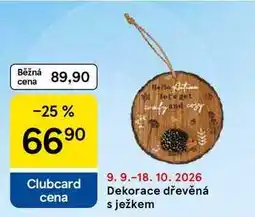 Tesco Dekorace dřevěná s ježkem nabídka