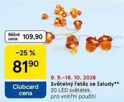 Tesco Světelný řetěz se žaludy, 20 LED světélek, pro vnitřní použití nabídka
