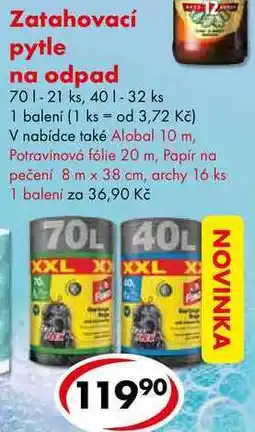 CBA Zatahovací pytle na odpad, 70 l - 21 ks, 40 l - 32 ks nabídka