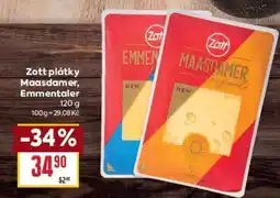 Billa Zott plátky Maasdamer, Emmentaler nabídka