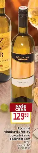 Billa Rodinné vinařství Břeclav Jakostní vína s přívlastkem nabídka