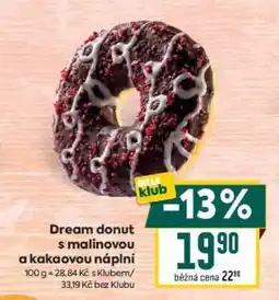 Billa Dream donut s malinovou a kakaovou náplní nabídka