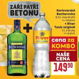 Billa Karlovarská Becherovka + River Tonic originál nabídka
