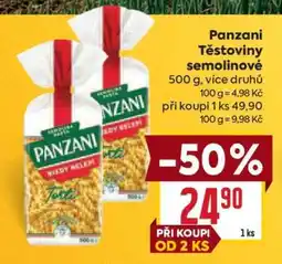 Billa Panzani Těstoviny semolinové nabídka