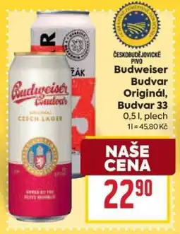 Billa Budweiser Budvar Original Budvar 33 nabídka