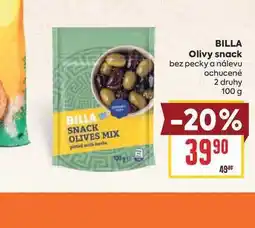 Billa BILLA Olivy snack bez pecky a nálevu ochucené 2 druhy nabídka