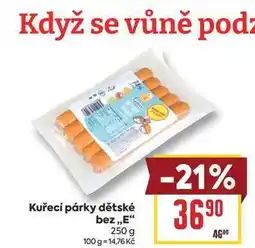 Billa Kuřecí párky dětské bez,,E nabídka