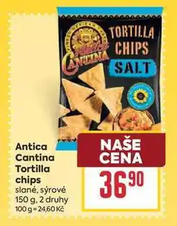 Billa Antica Cantina Tortilla chips slané, sýrové nabídka