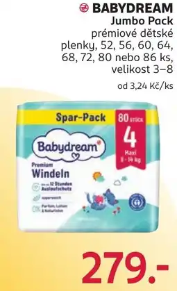 Rossmann Babydream jumbo pack prémiové dětské plenky nabídka