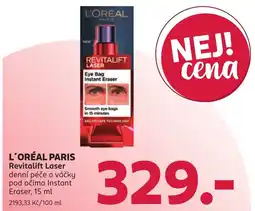 Rossmann L'oréal paris revitalift laser denní péče o váčky pod očima instant eraser nabídka