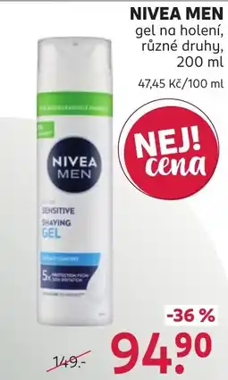 Rossmann Nivea men sensitive shaving gel nabídka