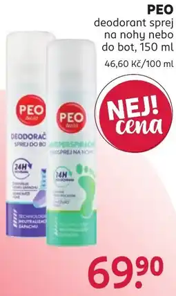 Rossmann PEO deodorant sprej na nohy nebo do bot nabídka