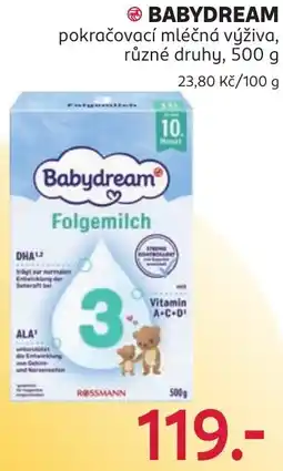 Rossmann Babydream pokračovací mléčná výživa nabídka