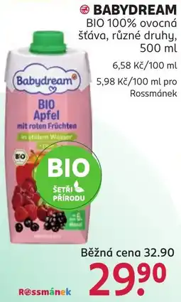 Rossmann Babydream BIO 100% ovocná šťáva, různé druhy nabídka