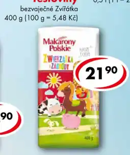 CBA Makarony Polskie Zvieratka Zabody nabídka