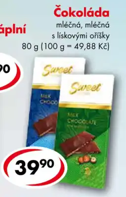 CBA Sweet čokoláda nabídka