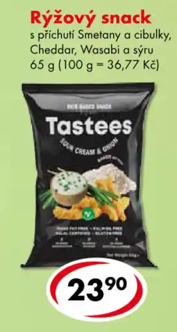 CBA Tastees rýžový snack s příchutí smetany a cibulky, cheddar, wasabi a sýru nabídka