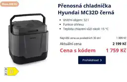 Datart Hyundai přenosná chladnička MC32D černá nabídka