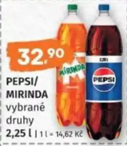 Konzum Pepsi/ Mirinda vybrané druhy nabídka