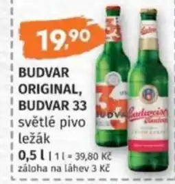 Konzum Budvar original, budvar 33 světlé pivo ležák nabídka