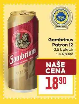 Billa Gambrinus Patron 12 0,51, plech nabídka