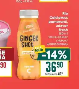 Billa Rio Cold press pomeranč, zázvor fresh nabídka