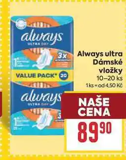 Billa Always Dámské vložky 10-20 ks nabídka