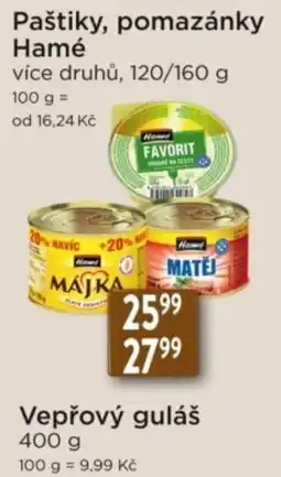 Qanto Hamé paštiky, pomazánky nabídka