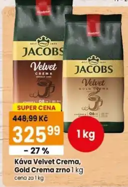 TEMPO Jacobs Velvet Crema, Gold Crema zrno nabídka