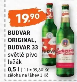 Coop hb Budvar original, budvar 33 světlé pivo ležák nabídka