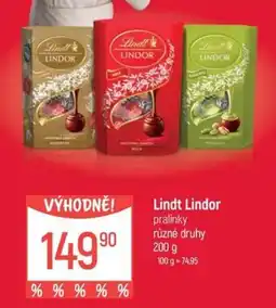 Globus Lindt Lindor pralinky různé druhy nabídka