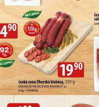 Bala Uherská klobása nabídka