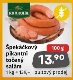 Coop KRAJÍČEK Špekáčkový pikantní točený salám nabídka
