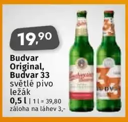 Coop Budvar Originál, Budvar 33 nabídka