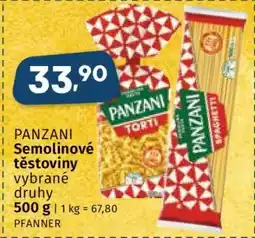 Coop Panzani semolinové těstoviny nabídka