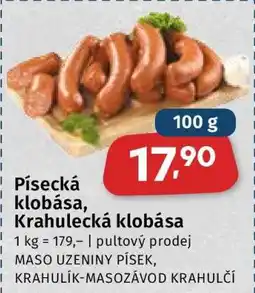 Coop Písecká klobása, Krahulecká klobása nabídka