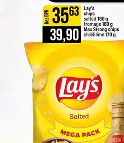 Jip Lay's chips salted 180 g fromage 180 g Max Strong chips chilliGlime 170 g nabídka