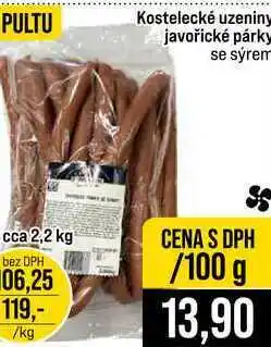 Jip Kostelecké uzeniny javořické párky se sýrem cca 2,2 kg 100g nabídka